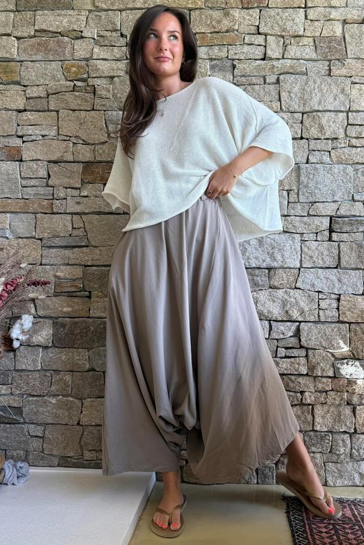 Oscar Asymmetric Hareem Skirt Pant Mocha